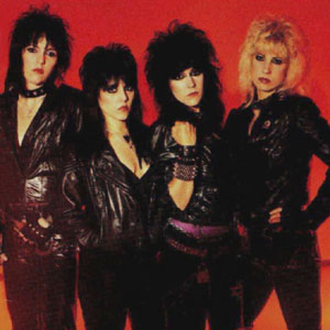 LEATHER ANGEL-Bandphoto 1983: Debbie Wolf, Terry O'Leary, Cathy Amanti, Krissi North [»We Came To Kill«-Coverphoto]