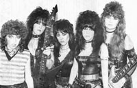LEATHER ANGEL-Bandphoto 1984: Kerry James, Debbie Wolf, Cathy Amanti, Terry O'Leary, Danelle Kern