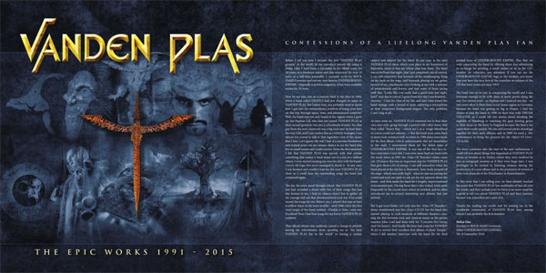VANDEN PLAS - »The Epic Works 1991-2015«-Cover und Liner Notes-Seite